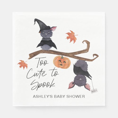 Too Cute to Spook Halloween Bats Baby Shower Napkins