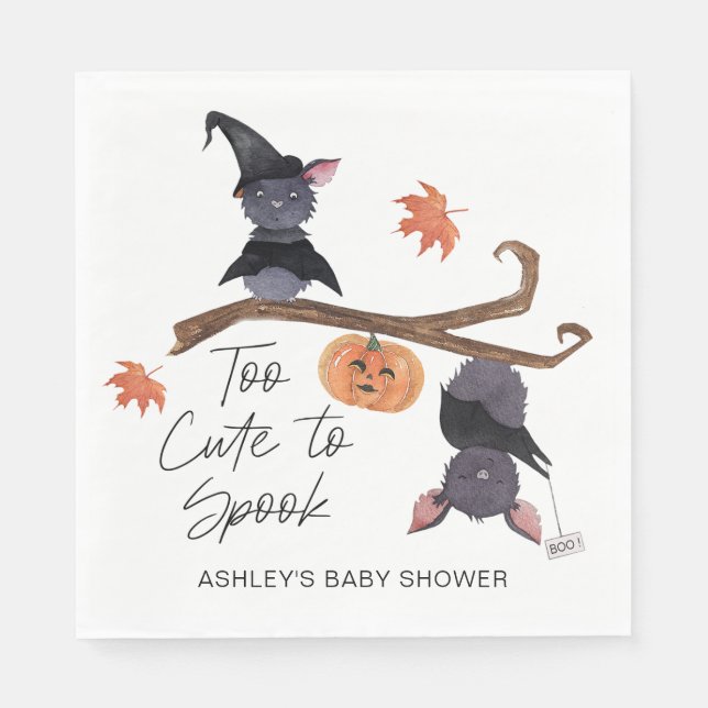 Too Cute to Spook Halloween Bats Baby Shower Napkins (Front)