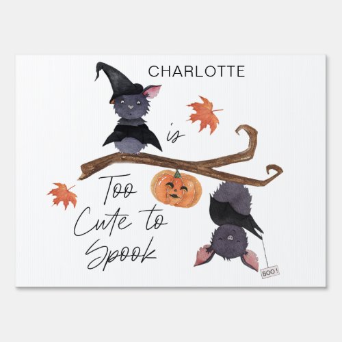 Too Cute to Spook Halloween Birthday Bats Name Sign