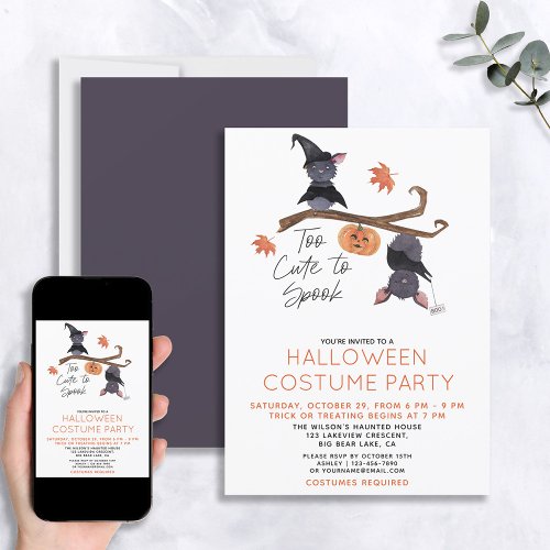 Too Cute to Spook Halloween Costume Party Invitation