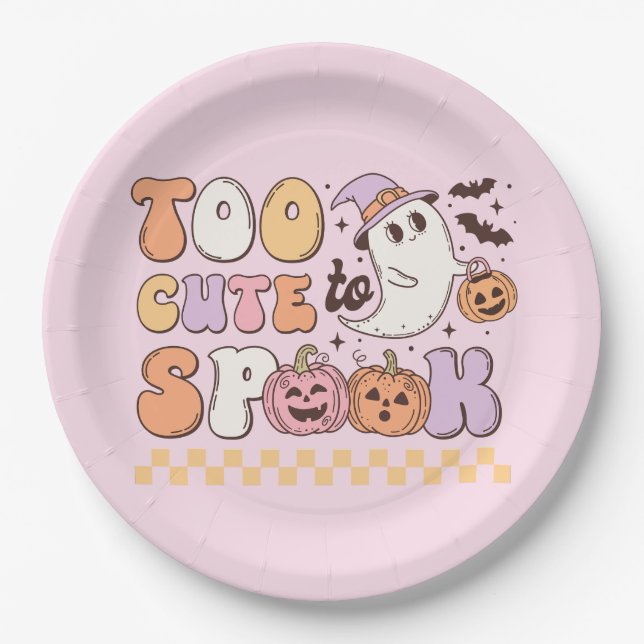 Too Cute to Spook Halloween Paper Plates (Front)