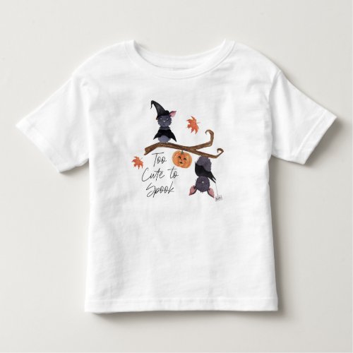 Too Cute to Spook Halloween Watercolor Bats Toddler T_shirt