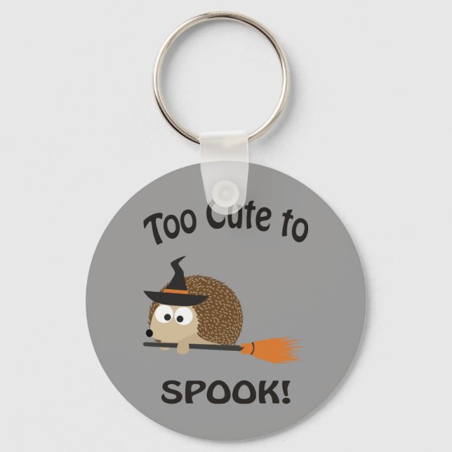 Too Cute To Spook! Hedgehog Witch Keychain (Front)
