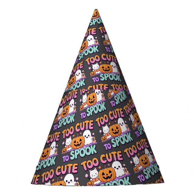 Too Cute to Spook – Kawaii Pastel Halloween Party Hat (Front)
