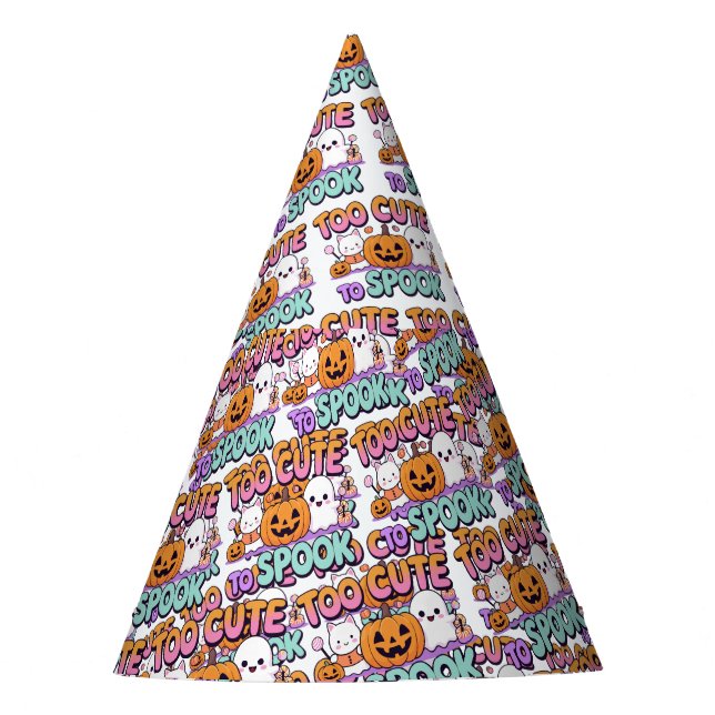 Too Cute to Spook – Kawaii Pastel Halloween Party Hat (Front)