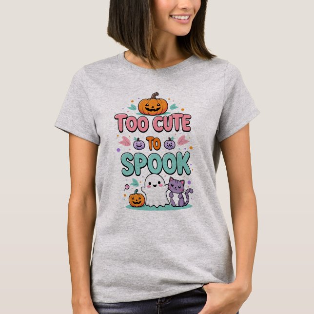 Too Cute to Spook – Kawaii Pastel Halloween T-Shirt (Front)