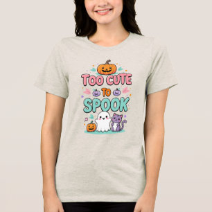 Too Cute to Spook – Kawaii Pastel Halloween Tri-Blend Shirt