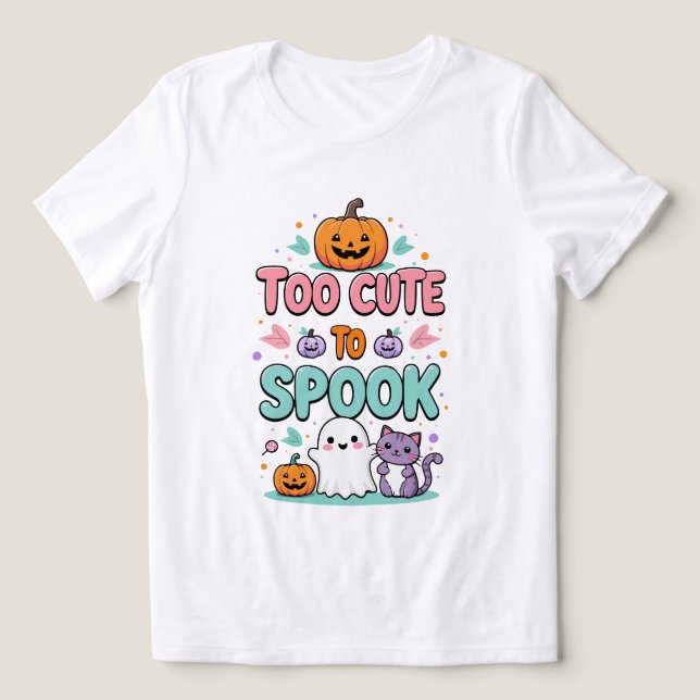 Too Cute to Spook – Kawaii Pastel Halloween Tri-Blend Shirt (Design Front)