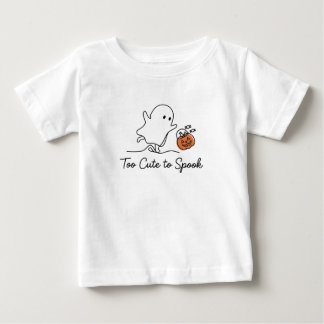 Too Cute To Spook Minimalist Ghost Halloween Baby T-Shirt
