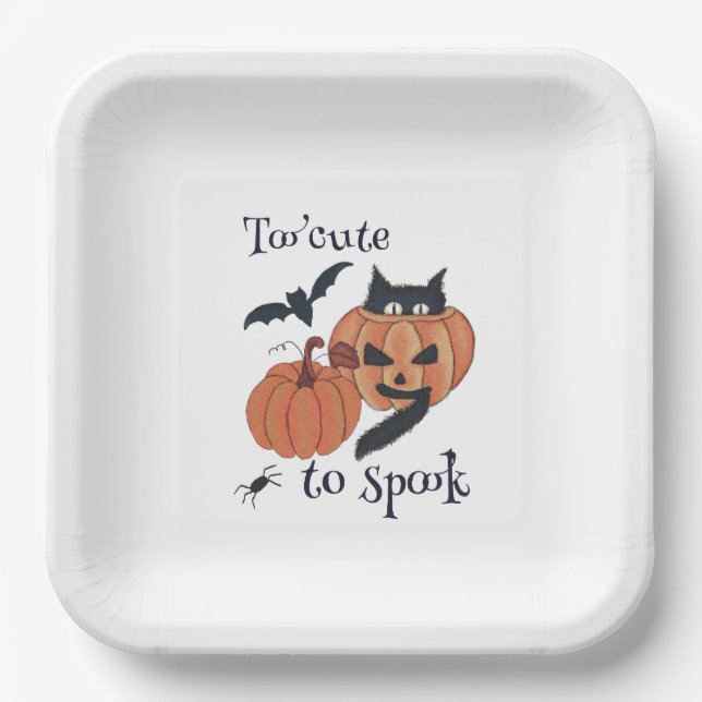 Too cute to spook paper plates (Front)