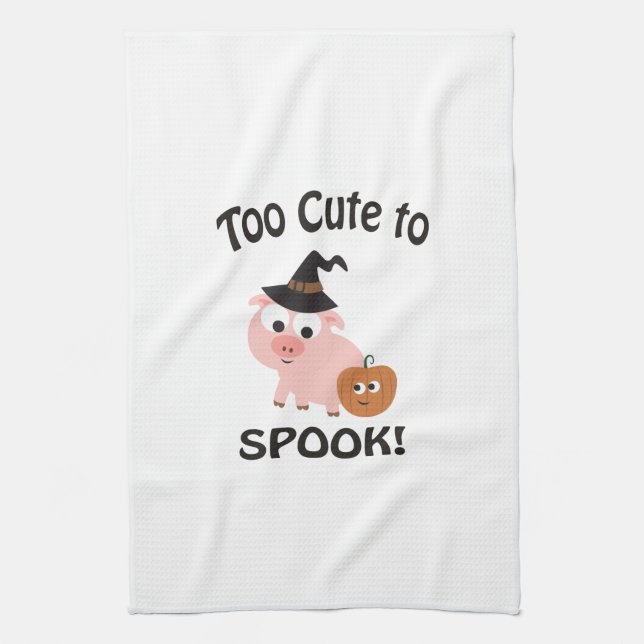 Too Cute to Spook! Pig Witch Towel (Vertical)