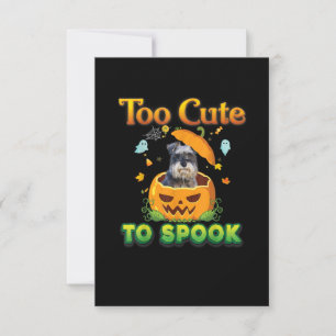 Too Cute To Spook Schnauzer Dog Halloween Pumpkin RSVP Card