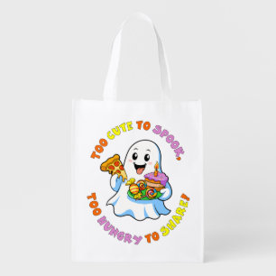 Too Cute to Spook, Too Hungry to Share! Grocery Bag