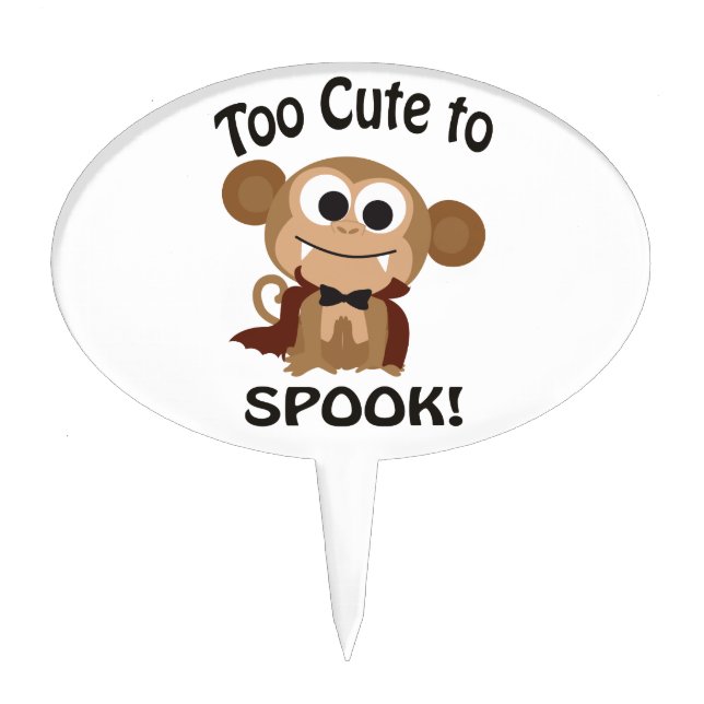 Too Cute To Spook! Vampire Monkey Cake Topper (Front)