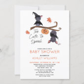 Too Cute to Spook Watercolor Bats Baby Shower Invitation (Front)