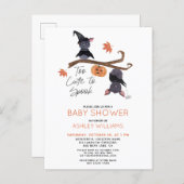 Too Cute to Spook Watercolor Bats Baby Shower Invitation Postcard (Front/Back)