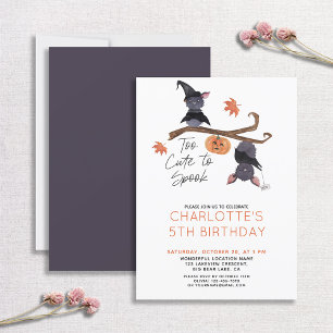 Too Cute to Spook Watercolor Bats Child's Birthday Invitation