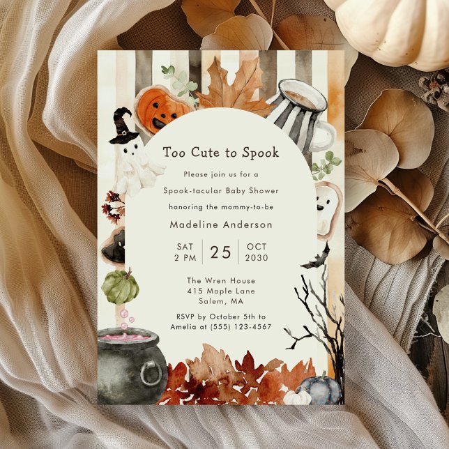 Too Cute to Spook Whimsical Halloween Baby Shower Invitation (Creator Uploaded)