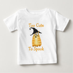 Too Cute To Spook Witch Cat Shirt