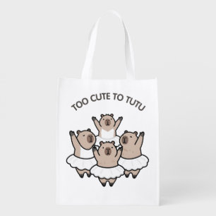 Too Cute to Tutu Capybara Ballerina Baby Bodysuit Grocery Bag
