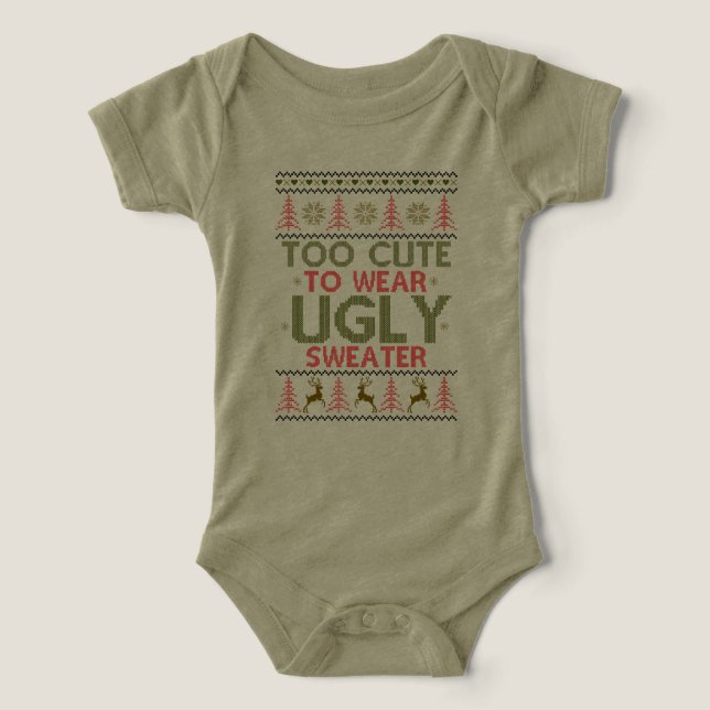 Too Cute To Wear Ugly Sweater Baby Boy (Design Front)