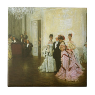 Too Early by James Tissot, Vintage Victorian Art Ceramic Tile