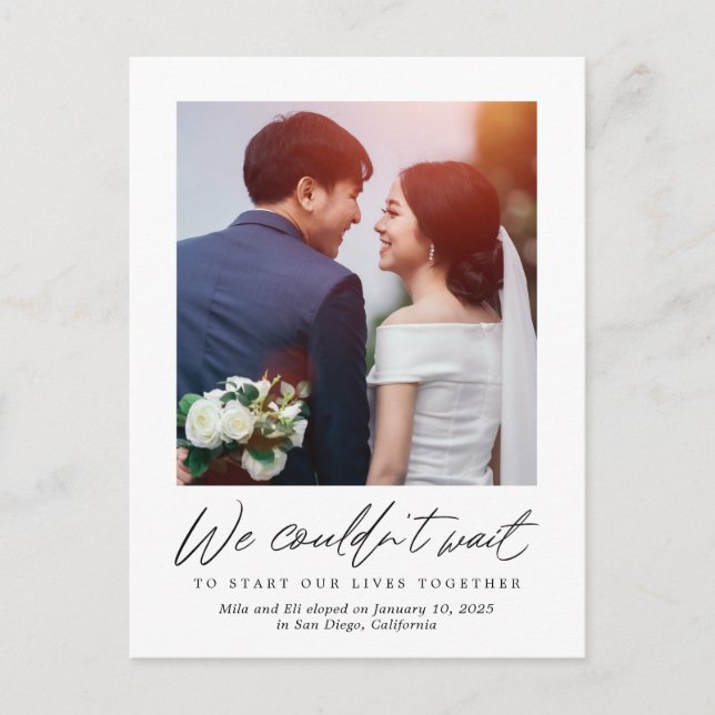 Too Excited Editable Color Wedding Announcement Postcard (Front)