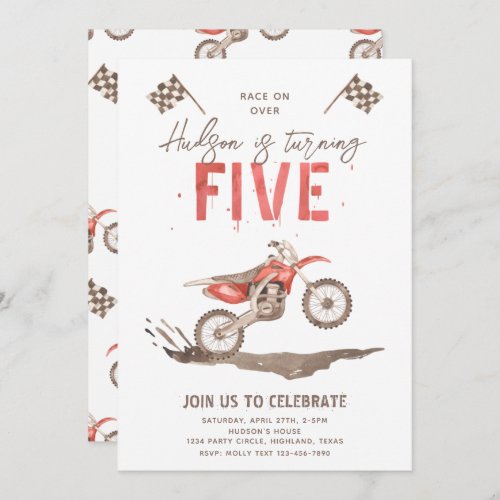Too Fast 5th Birthday Invitation  Bike Party
