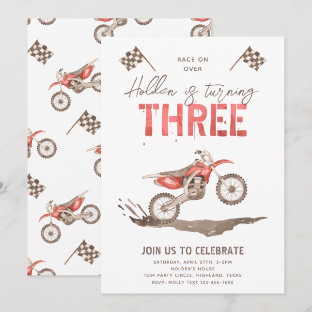 Too Fast Birthday Invitation | 3rd Birthday (Front/Back)