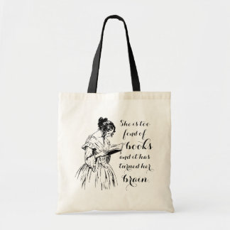 Too fond of books Louisa May Alcott Tote