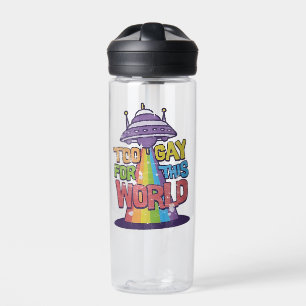 Too Gay For This world Funny LGBT Alines UFO  Water Bottle