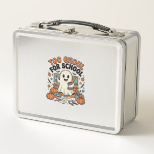 Too Ghoul For School Vintage Ghost Teacher Hallowe Metal Lunch Box