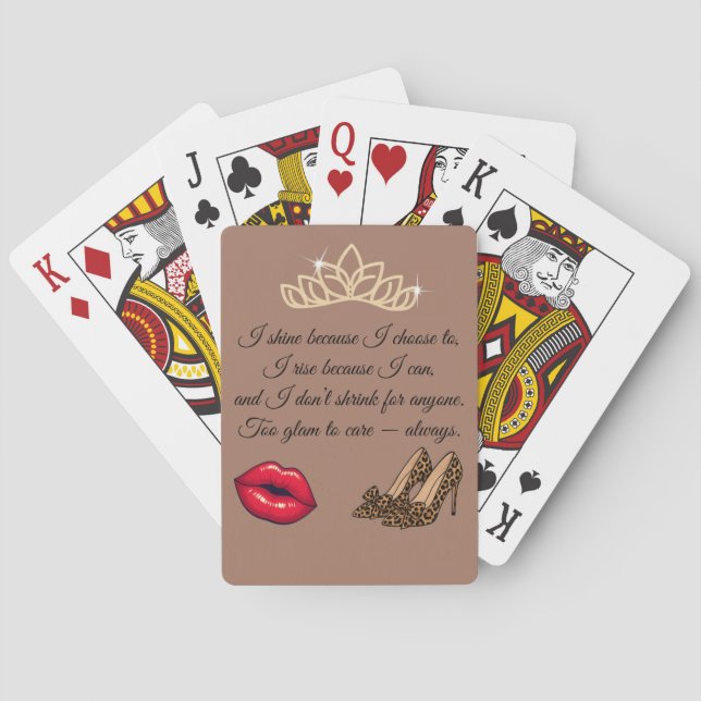 Too Glam To Care – Chic Quote  Poker Cards (Back)