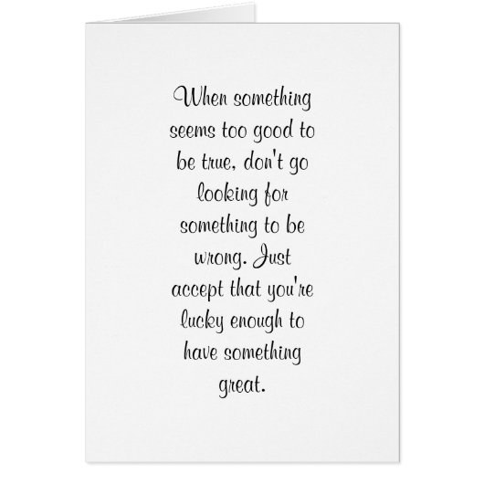 Too good to be true? (Front)