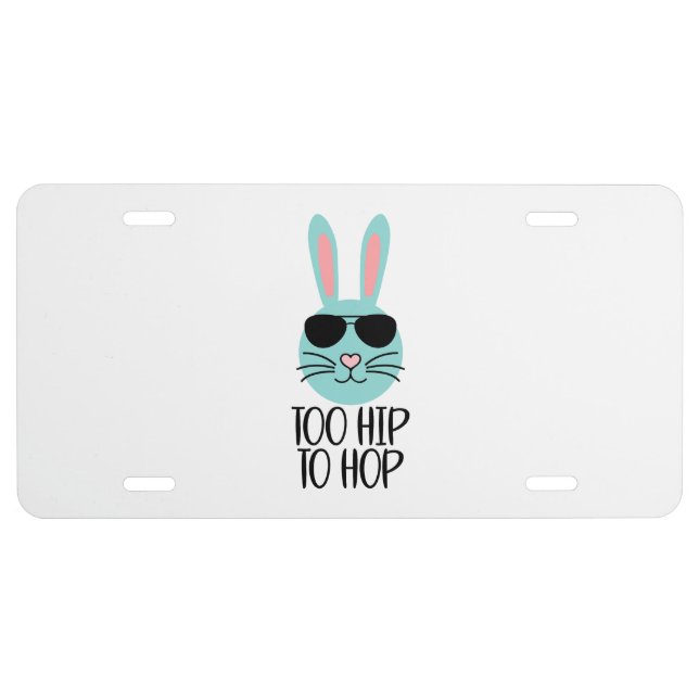 Too Hip To Hop Light Blue Cute Easter Bunny Girl  License Plate (Front)
