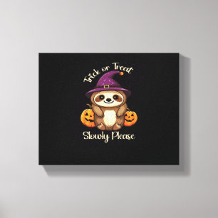 Too Lazy to be Scary Cute Halloween Sloth Classic  Canvas Print