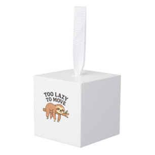 Too Lazy To Move � Cute Retro Cartoon Sloth Design Cube Ornament