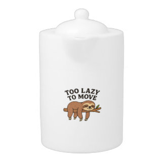 Too Lazy To Move – Cute Retro Cartoon Sloth Design Teapot