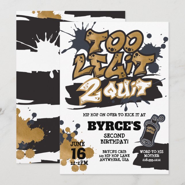 Too Legit to Quit Birthday Invitation (Front/Back)