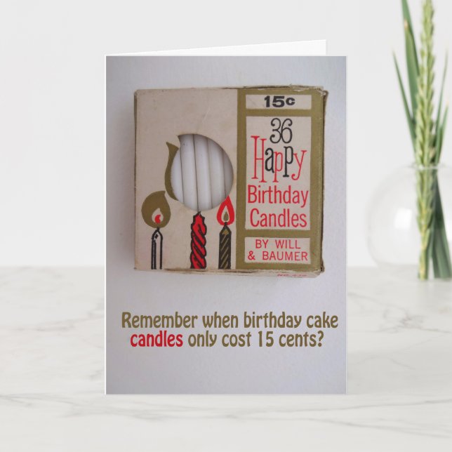 Too Many Candles humorous BIRTHDAY CARD (Front)