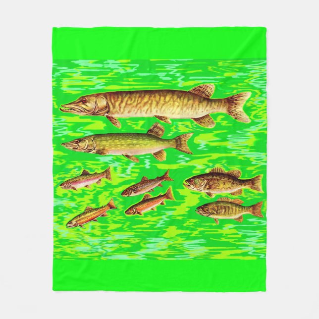 too many fish in the sea fleece blanket (Front)
