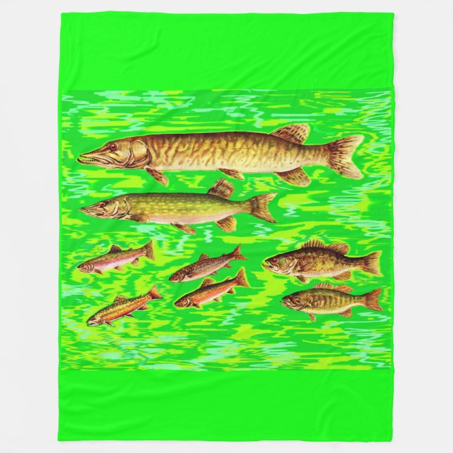 too many fish in the sea fleece blanket (Front)