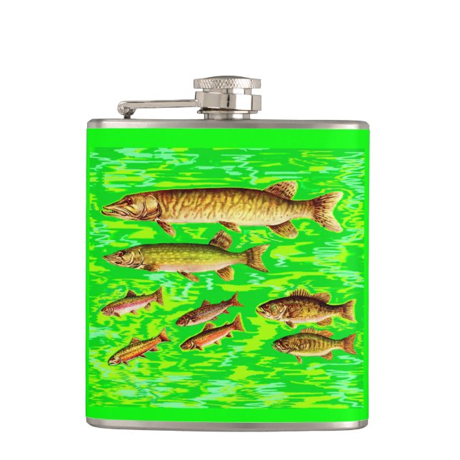 too many fish in the sea hip flask (Front)