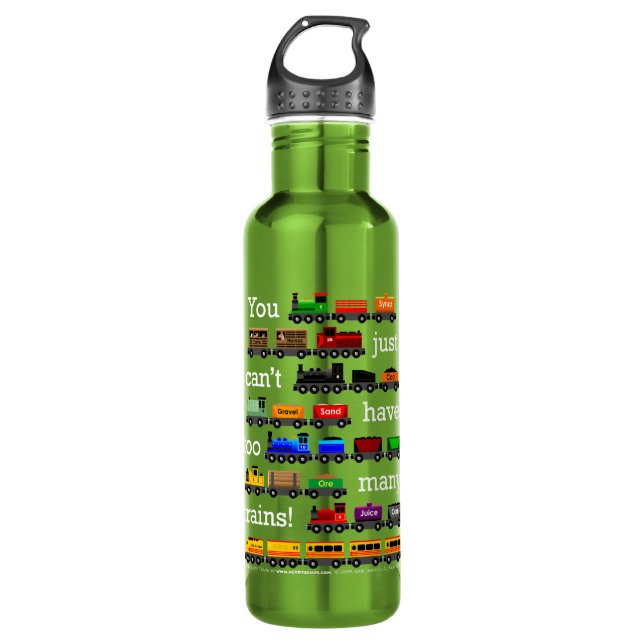 Too Many Trains Stainless Steel Water Bottle (Front)