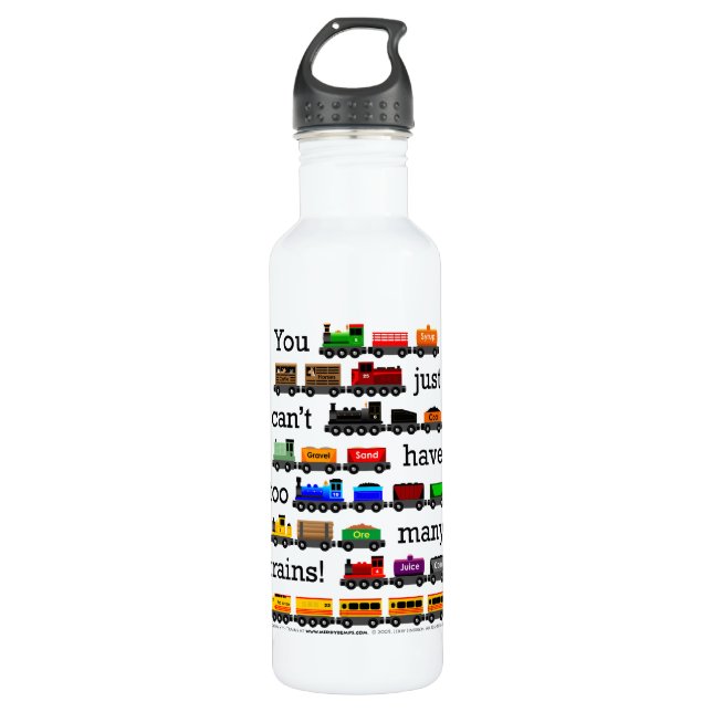 Too Many Trains Water Bottle (Front)