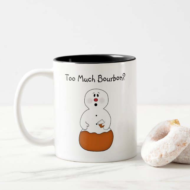 Too Much Bourbon Snowman Mug (With Donut)