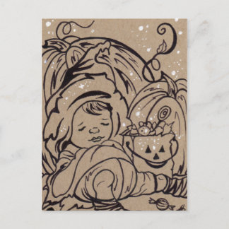 Too much Candy halloween cute postcard