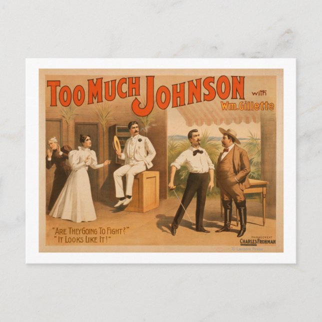 "Too much Johnson" - Two Men Fighting Theatre Postcard (Front)