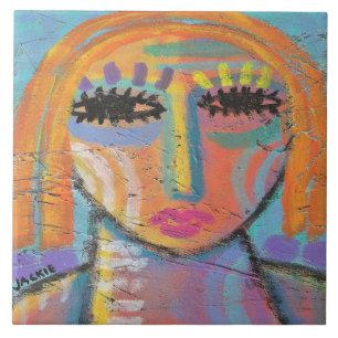 Too Much to Do Abstract Painting on OSB Board Ceramic Tile