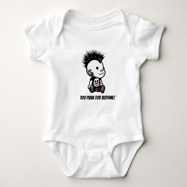 'TOO PUNK FOR BEDTIME'  BABY BODYSUIT (Front)